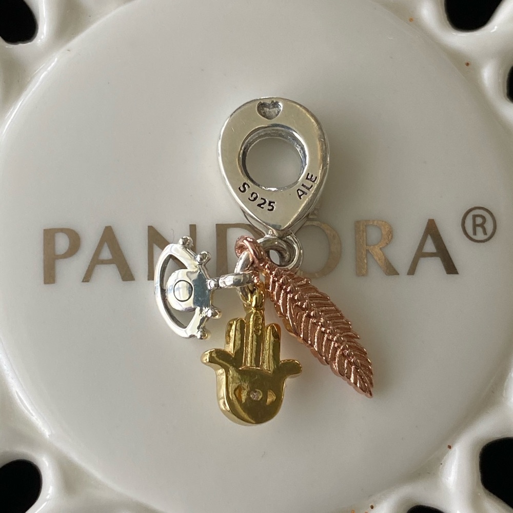 Pandora Hamsa Eye & Feather Spirituality Charm